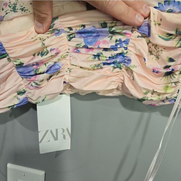 🐢 Zara Floral Print Corset Top SIZE L - Picture 12 of 12